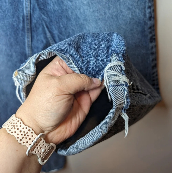 ZARA Straight Leg High Rise Destressed Blue Denim Women  Eur 40 USA 08 - Picture 7 of 11